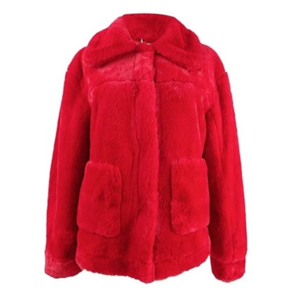 Jou Jou Faux-Fur Front Zipper Pockets Jacket
